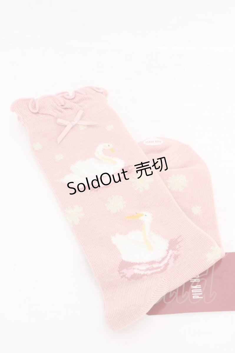 画像1: PINK HOUSE / SWAN LAKEモチーフソックス  ピンク O-26-04-15-031-LO-ZA-OW-OS (1)