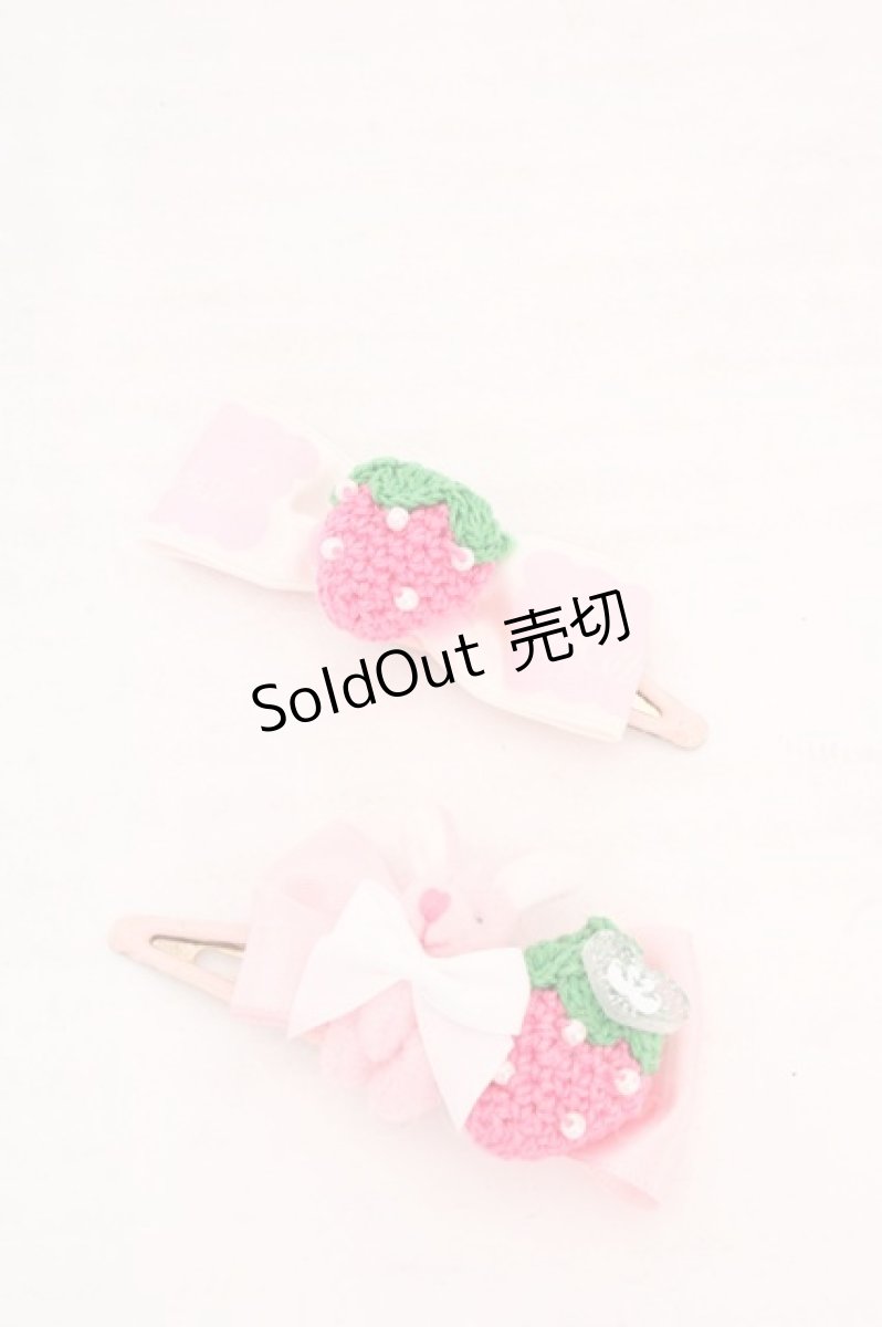 画像1: metamorphose / Strawberry＆Rabbit パッチンピン  ピンク O-26-04-15-046-ME-AC-OW-OS (1)
