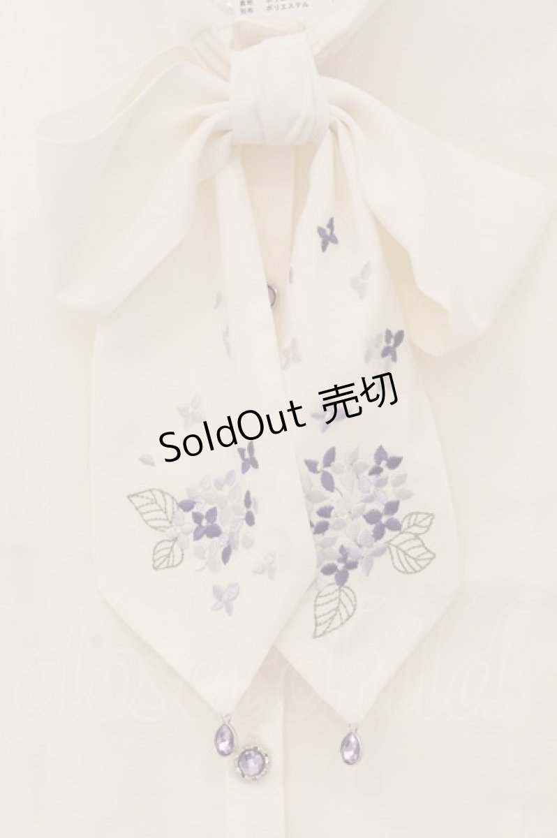 画像2: axes femme / 紫陽花刺繍リボンブラウス F キナリ O-26-04-16-003-AX-BL-OW-OS (2)