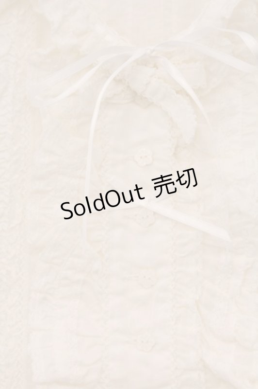 画像2: PINK HOUSE / はしごレーススリーブフリルタックブラウス  シロ O-26-04-16-049-LO-BL-IG-OS (2)