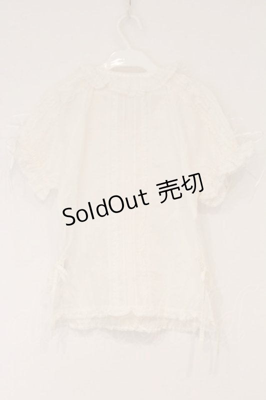 画像5: PINK HOUSE / はしごレーススリーブフリルタックブラウス  シロ O-26-04-16-049-LO-BL-IG-OS (5)