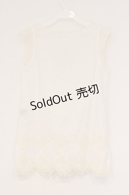 画像4: PINK HOUSE / ダイヤレースパッチワークブラウス  シロ O-26-04-16-074-LO-BL-IG-OS (4)