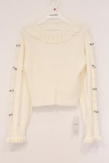 画像1: axes femme / バラモチーフ×ケーブルニット F シロ O-26-04-16-009-AX-TO-OW-ZT517 (1)