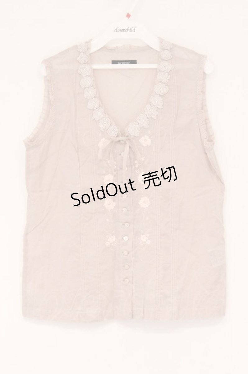 画像1: INGEBORG / 花モチーフ刺繍ノースリーブブラウス  ピンク O-26-04-16-080-LO-BL-IG-OS (1)