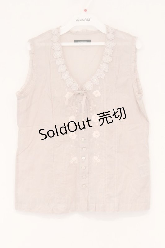 画像1: INGEBORG / 花モチーフ刺繍ノースリーブブラウス  ピンク O-26-04-16-080-LO-BL-IG-OS (1)