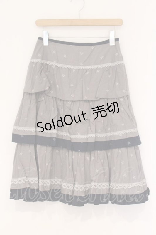 画像1: PINK HOUSE / スター刺繍ティアードスカート  ブルー O-26-04-16-094-LO-SK-IG-OS (1)