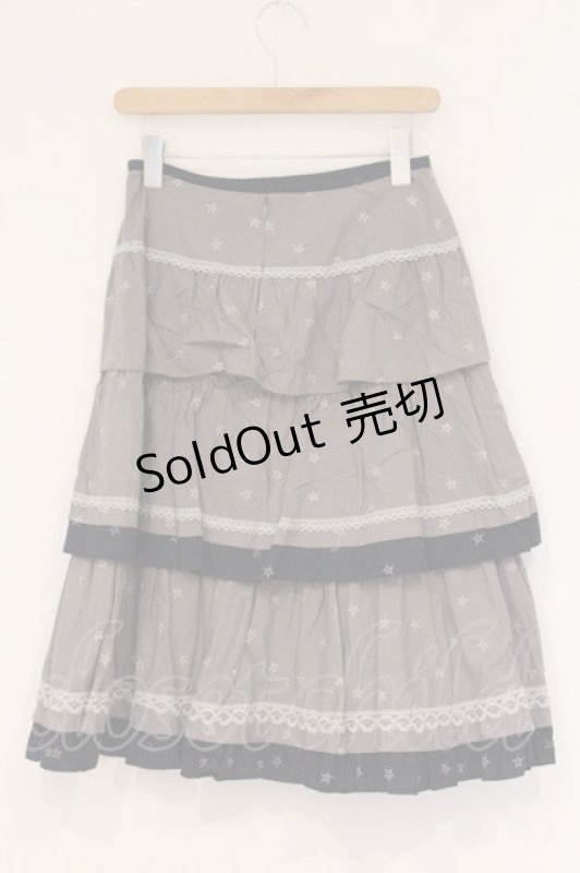 画像4: PINK HOUSE / スター刺繍ティアードスカート  ブルー O-26-04-16-094-LO-SK-IG-OS (4)