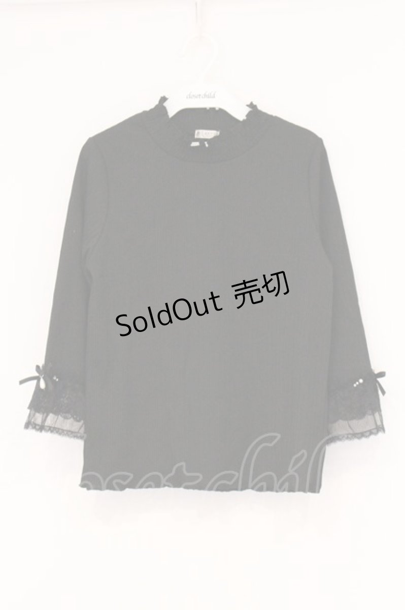 画像1: axes femme / レース重ねデザイン袖プルオーバー F クロ O-26-04-16-012-AX-TO-OW-OS (1)