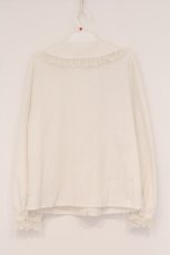 画像3: Ank Rouge / カトラリー刺繍タイ付き丸襟ブラウス M シロ O-26-04-16-023-CA-BL-OW-OS (3)