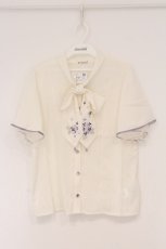 画像1: axes femme / 紫陽花刺繍リボンブラウス F キナリ O-26-04-16-003-AX-BL-OW-OS (1)