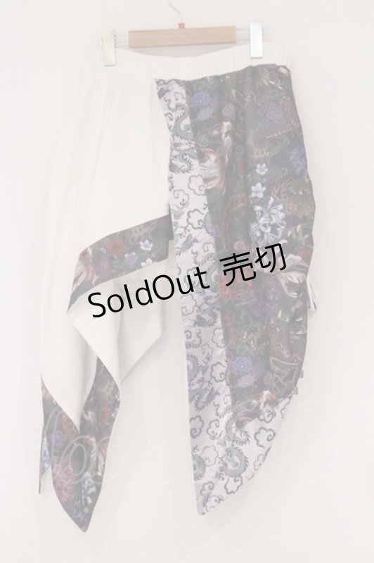 画像5: Qutie Frash / DS切り替え和柄アシメスカート  ホワイト×パープル O-26-04-18-026-QU-SK-OW-OS (5)