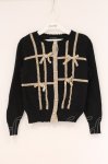 画像1: Jane Marple / Wrapping-ribbon cardigan（ラッピングリボンカーディガン） M クロ×ベージュ O-26-04-18-008-JM-TO-IG-OS (1)