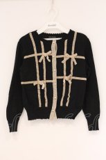 画像1: Jane Marple / Wrapping-ribbon cardigan（ラッピングリボンカーディガン） M クロ×ベージュ O-26-04-18-008-JM-TO-IG-OS (1)