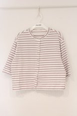 画像1: Jane Marple / Dots-lace frill border cardigan（ドットレースフリルボーダーカーディガン） M シロ×ラベンダー O-26-04-18-013-JM-TO-IG-OS (1)