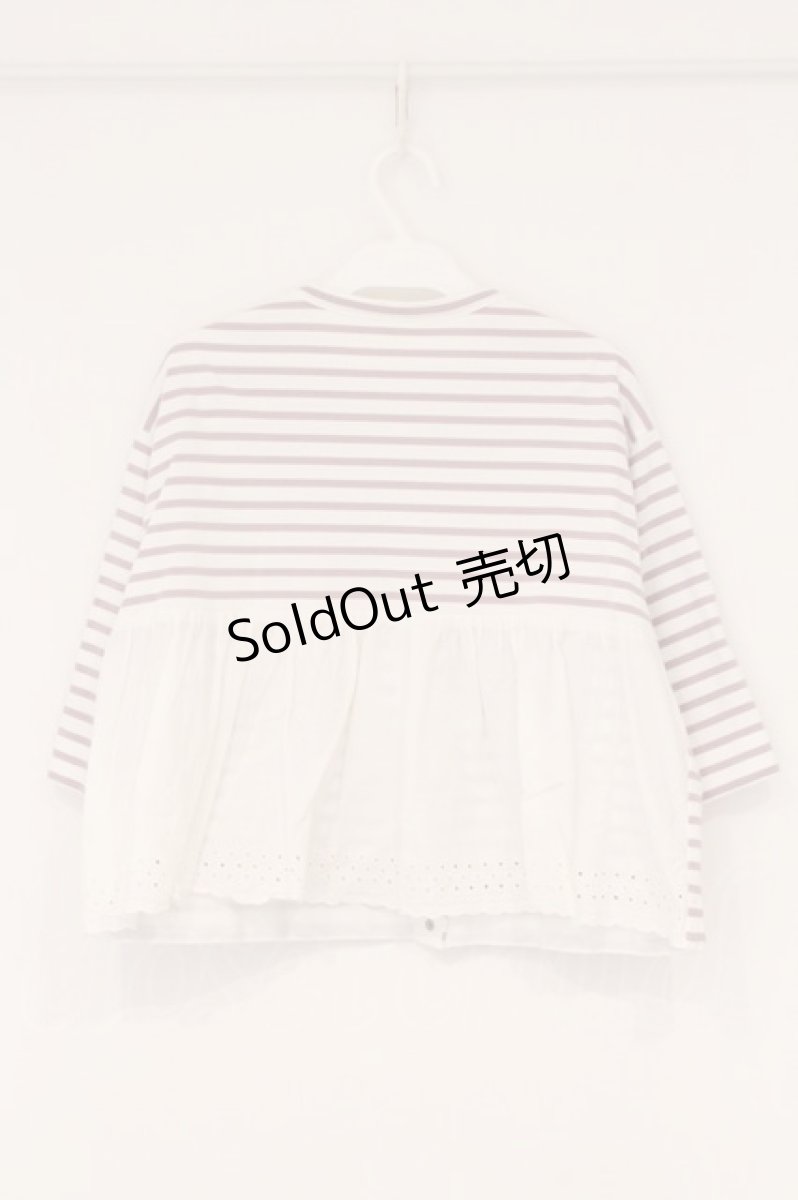 画像3: Jane Marple / Dots-lace frill border cardigan（ドットレースフリルボーダーカーディガン） M シロ×ラベンダー O-26-04-18-013-JM-TO-IG-OS (3)