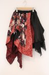 画像1: Qutie Frash / 和柄切り替えアシンメトリースカート  ブラック×レッド O-26-04-18-025-QU-SK-OW-OS (1)