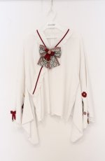 画像1: Amavel / 月夜の狐と寒椿 和風ブラウス  シロ×ワイン O-26-04-19-037-CA-BL-IG-OS (1)