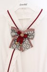 画像2: Amavel / 月夜の狐と寒椿 和風ブラウス  シロ×ワイン O-26-04-19-037-CA-BL-IG-OS (2)