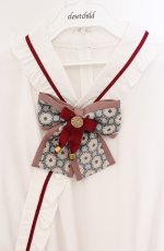 画像2: Amavel / 月夜の狐と寒椿 和風ブラウス  シロ×ワイン O-26-04-19-037-CA-BL-IG-OS (2)