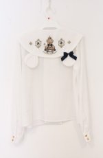 画像3: Amavel / Secret Royal Bearブラウス  シロ×ネイビー O-26-04-19-039-CA-BL-IG-OS (3)