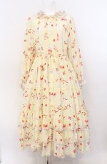 画像1: alcali / キャットローズプリントロングワンピース  イエロー O-26-04-19-059-LO-OP-OW-OS (1)