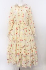 画像2: alcali / キャットローズプリントロングワンピース  イエロー O-26-04-19-059-LO-OP-OW-OS (2)