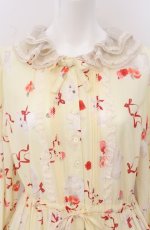 画像3: alcali / キャットローズプリントロングワンピース  イエロー O-26-04-19-059-LO-OP-OW-OS (3)
