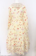 画像4: alcali / キャットローズプリントロングワンピース  イエロー O-26-04-19-059-LO-OP-OW-OS (4)