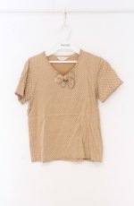 画像1: INGEBORG / リボン使いドットTシャツ  ベージュ O-26-04-19-067-LO-TO-OW-OS (1)