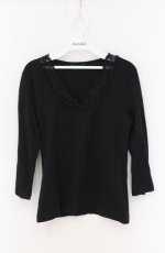 画像1: INGEBORG / 胸レース使いカットソー S クロ O-26-04-19-074-LO-TO-OW-OS (1)