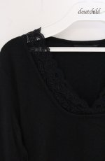 画像2: INGEBORG / 胸レース使いカットソー S クロ O-26-04-19-074-LO-TO-OW-OS (2)