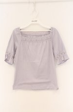 画像1: INGEBORG / トーションレース使いスクエアネックカットソー  ラベンダー O-26-04-19-081-LO-TO-OW-OS (1)