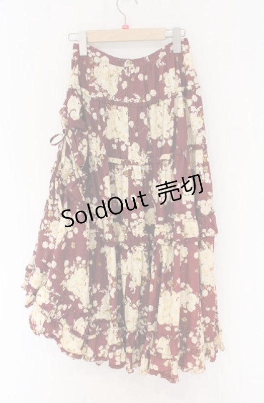 画像2: PINK HOUSE / 薔薇ブーケプリントスカート  ワイン O-26-04-19-088-LO-SK-IG-OS (2)