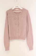 画像1: m petit by misako / ローズ刺繍ニットカーディガン LL ピンク O-26-04-19-011-LO-TO-IG-ZT247 (1)