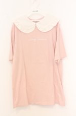 画像1: Honey Cinnamon / フリル襟ロゴTシャツ  ピンク×シロ O-26-04-19-021-LO-TO-IG-OS (1)