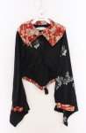 画像1: gouk / 和柄切り替え着物風カーディガン  ブラック×レッド O-26-04-19-025-GO-TO-IG-OS (1)