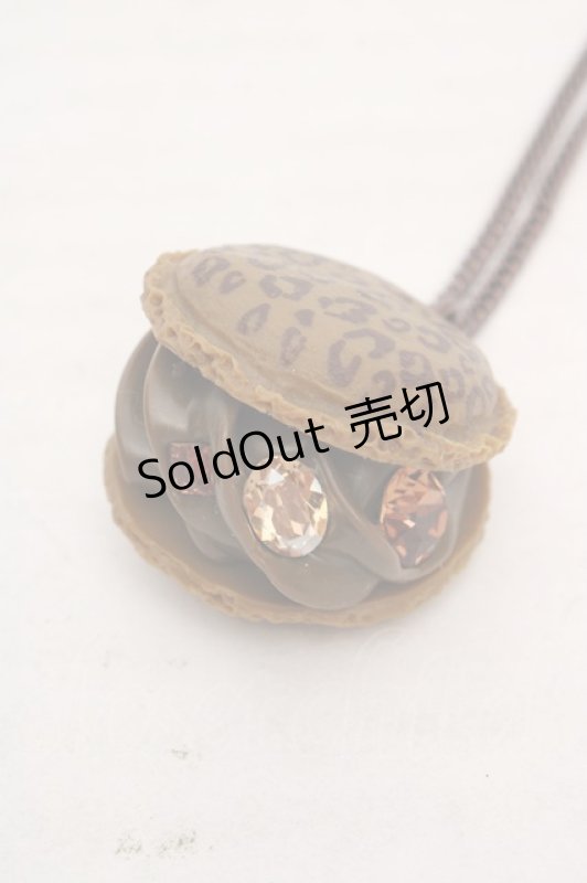 画像2: Q-pot. / ルクアレオパードマカロンネックレス  ブラウン O-26-04-20-029-QP-AC-OW-OS (2)