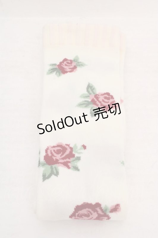 画像1: Innocent World / ローズガーデンオーバーニーソックス  シロ O-26-04-20-043-IW-ZA-IG-OS (1)