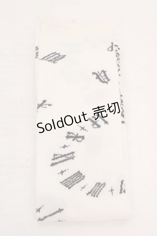 画像3: ALICE and the PIRATES / アリスと時計塔の秘密柄オーバーニーソックス  クロｘシロ O-26-04-20-048-PA-ZA-YM-OS (3)