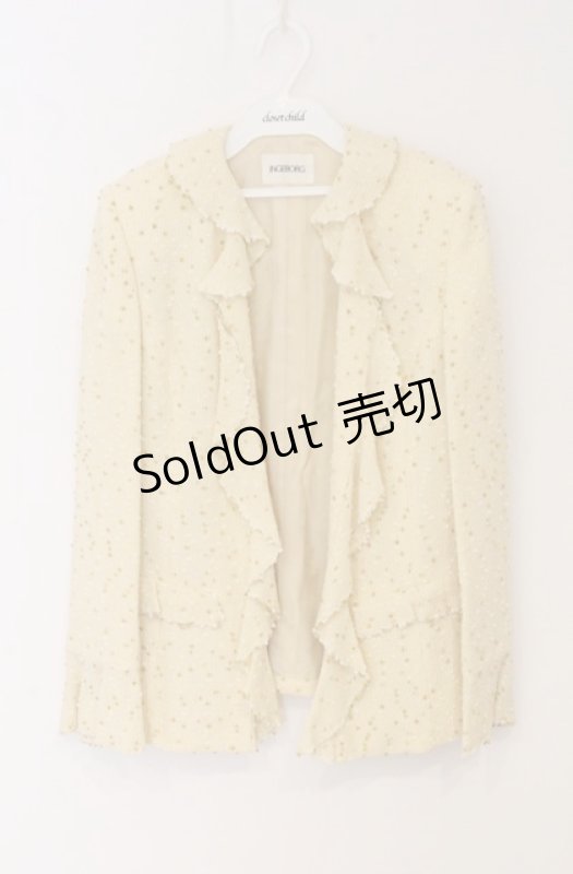 画像1: INGEBORG / ツイードフリルジャケット S アイボリー O-26-04-20-1054-LO-JA-IG-OS (1)