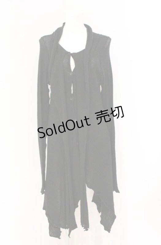 画像2: alice auaa / 14A/W【Greve of a Beast】ストール付コットンニットカーディガン 3 ブラック O-26-04-20-1017-AA-TO-IG-OS (2)