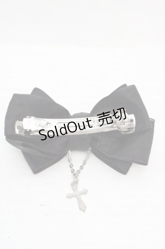 画像3: h.NAOTO / クロスリボンバレッタ  シルバー×ブラック O-26-04-20-086-HN-AC-IG-OS (3)