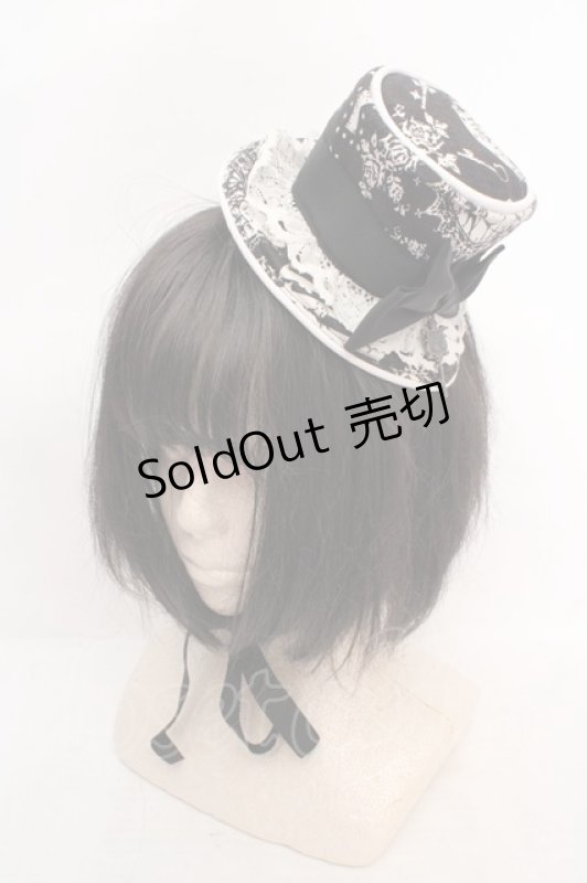 画像1: ALICE and the PIRATES / Lock the PANDORA's memories 柄ミニハット  クロ O-26-04-20-010-PA-AC-YM-OS (1)