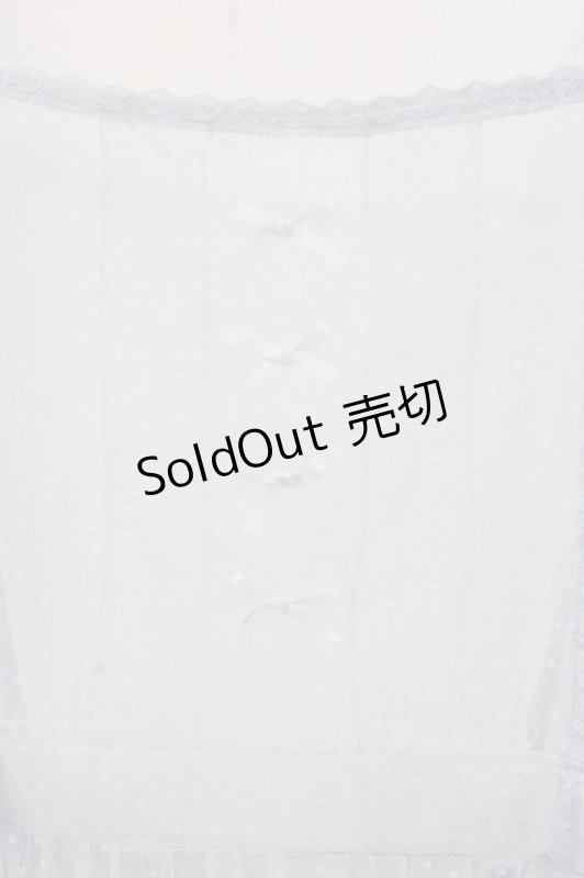 画像2: m petit by misako / チュールドットリボンワンピース　エプロン 4L サックス O-26-04-21-003-LO-OP-OW-OS (2)