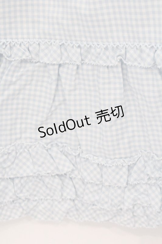 画像3: PINK HOUSE / ギンガムチェックフリルノースリーブブラウス  サックス O-26-04-21-035-LO-BL-IG-OS (3)