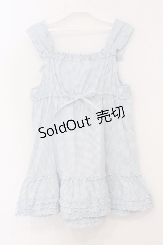 画像4: PINK HOUSE / ギンガムチェックフリルノースリーブブラウス  サックス O-26-04-21-035-LO-BL-IG-OS (4)