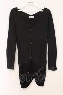 【h.NAOTO】h. Jelly フリル付き黒半袖カーディガン【美品】 H.Jelly Stripe Frill Lace Up JSK by h.NAOTO