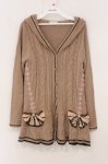 画像1: axes femme / フード付きライン入りリボンカーディガン M ベージュ O-26-04-21-071-AX-TO-OW-OS (1)