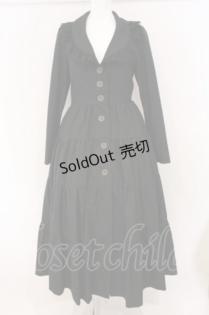 画像1: BPN / トーションレース配色襟ロングフレアージャケット M ブラック O-26-04-21-086-GO-JA-IG-OS (1)