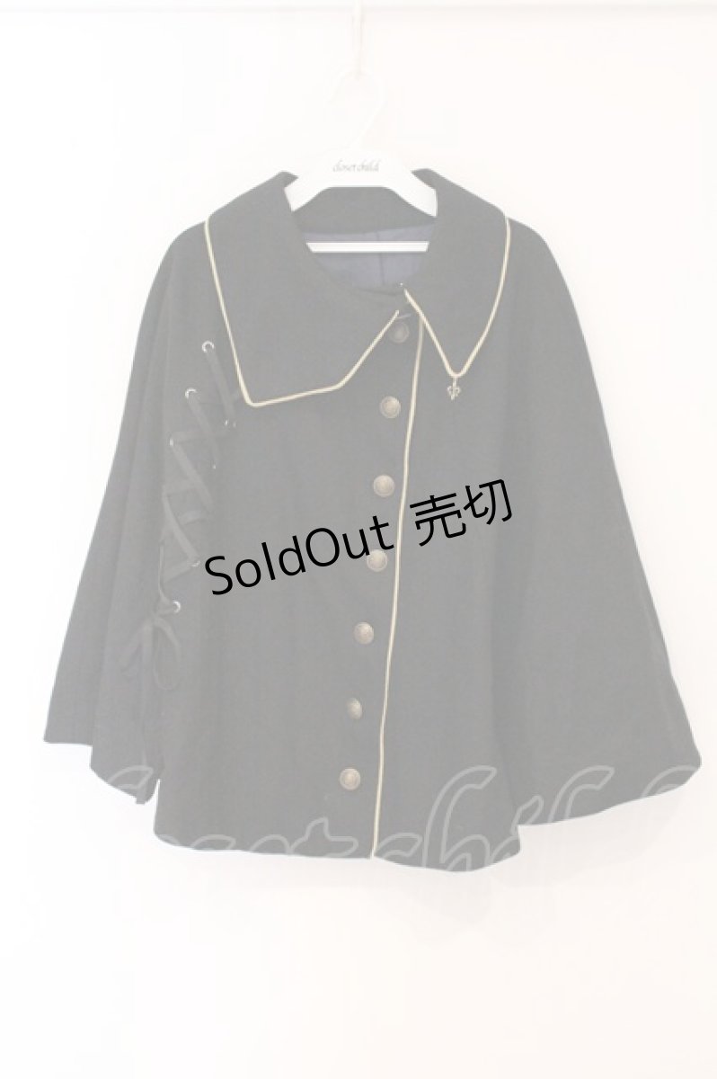 画像1: metamorphose / アシメトリーレースアップマント  クロ O-26-04-21-098-ME-JA-IG-OS (1)